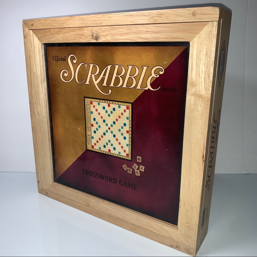 2002 Parker Brothers SCRABBLE in Wooden Box Nostal